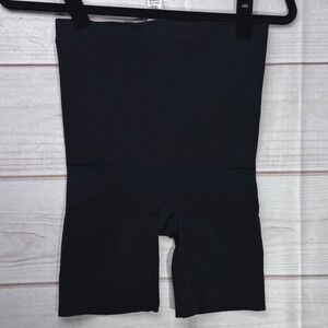 Assets by Spanx Womens XL High Waisted Mid-Thigh Shaper Shorts Black Shapewear